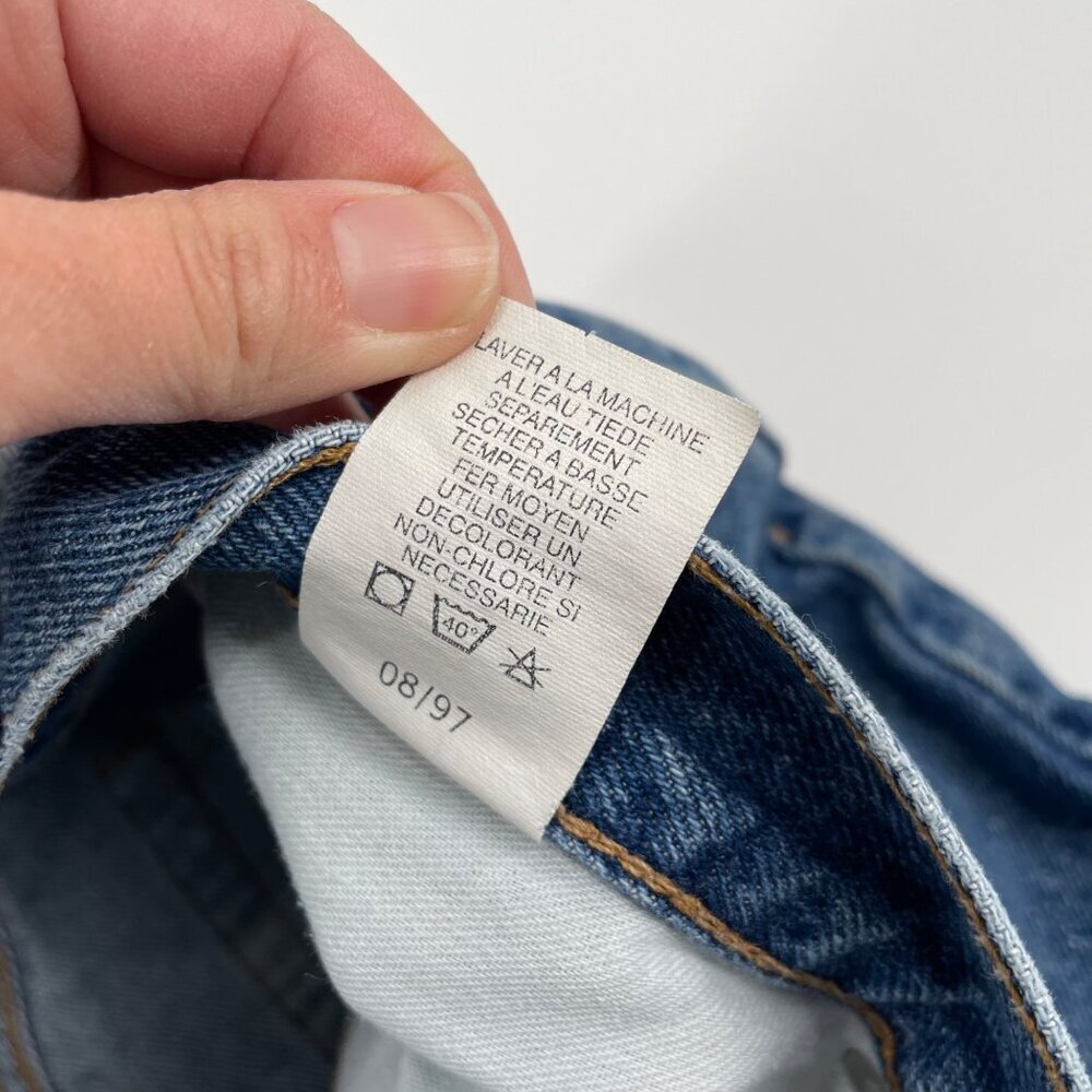 Vintage 90s Tommy Hilfiger Baggy Blue Jeans Mens Size 33 x 30 Streetwear Logo - Picture 7 of 12